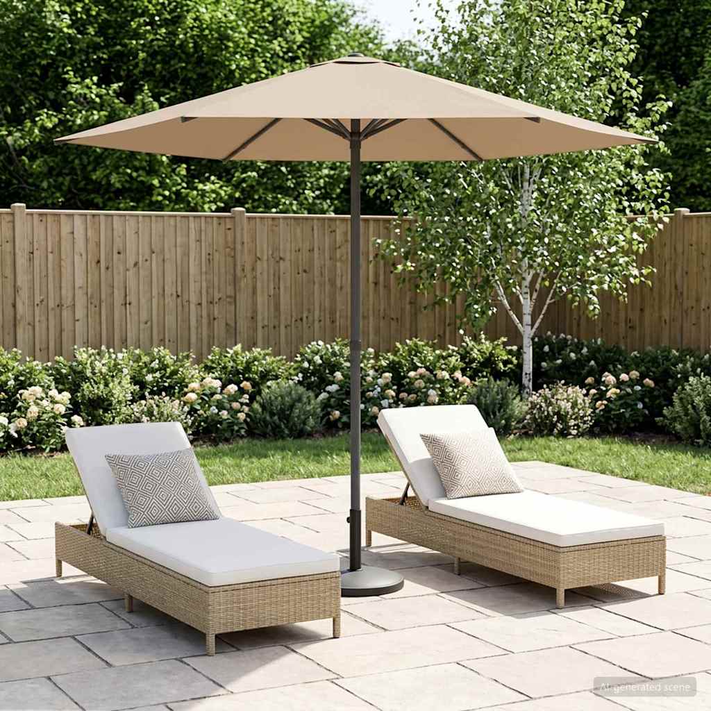 Garden Umbrella with Base 230 X 230 Cm Polyester Rectangular Taupe