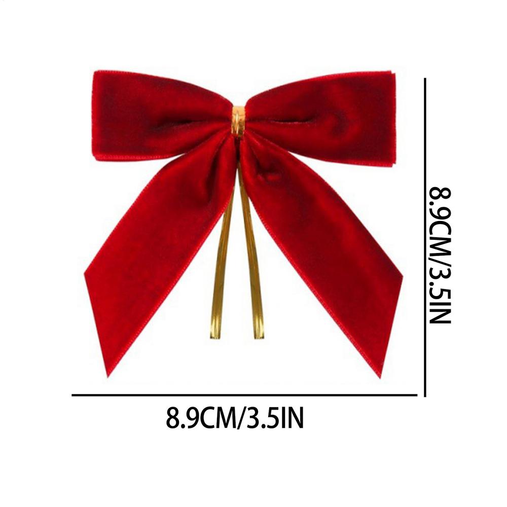 24PCS Christmas Velvet Bows for Crafts Xmas Twist Tie Bows Ribbon Bowknot Christmas DIY Craft Sewing Scrapbooking Gift Wrapping
