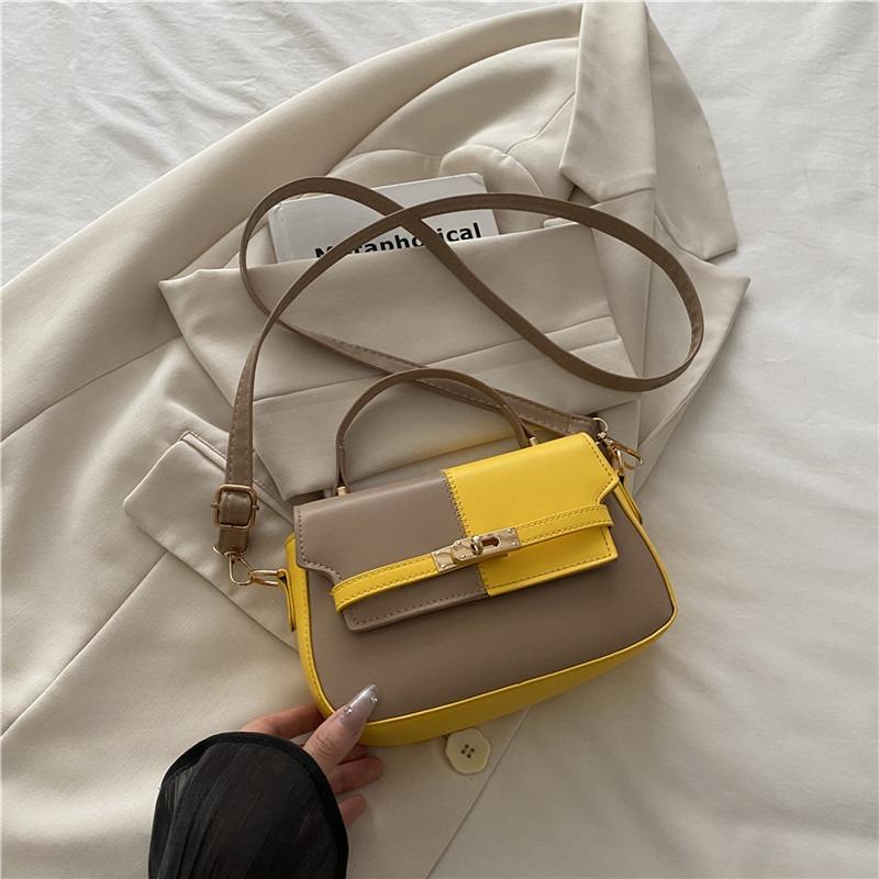 

Splicing contrasting color women s bags, new fashion trend handbags, one shoulder oblique span women s saddle bags