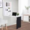 Folding Wall Mounted Drop Leaf Table Convertible Wall Table With Chalkboard And Storage Shelf Multifunctional Floating Desk For Home Office White