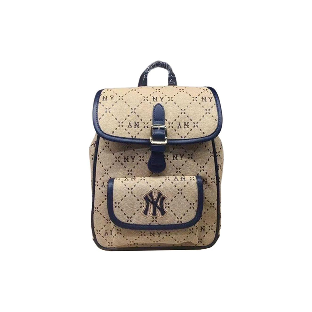 

Новый кожаный рюкзак MLB с тканью, обычный, женский, бежевый/синий 7ABKMD53N-50BGS 22.1*9.9*27.9CM