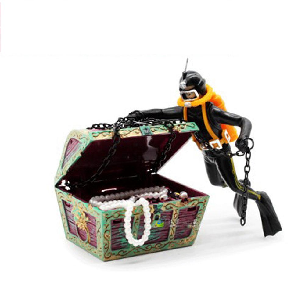 Treasure Hunter Frogman Pneumatic Ornament Air Pump Connecting Aquarium Decoration Fish Tank Decor