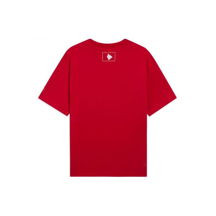 Li-Ning Sport Fashion Series Solid Color Casual Zongzi Pattern Short Sleeve T-Shirt Unisex T-Shirt Agate-Red AHSSB83-1