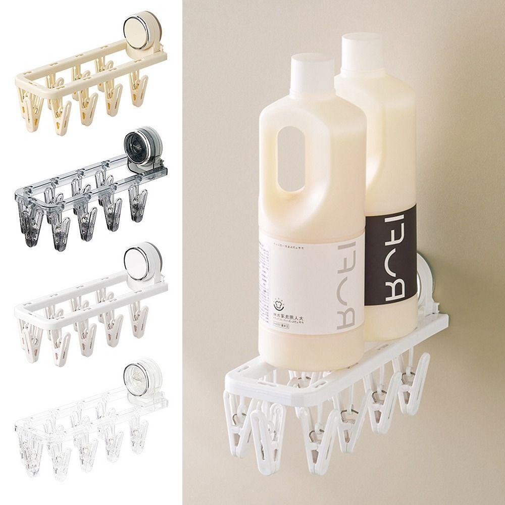 

Non Perforated Folding Clothes Hangers Wall Mounted U-Shaped Clothes Drying Racks прозорий
