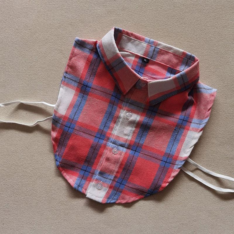 Plaid Women Shirt False Collars White  Removable Lapel Collars For Women Fake Collar Women Detachable Collars Nep Kraagie