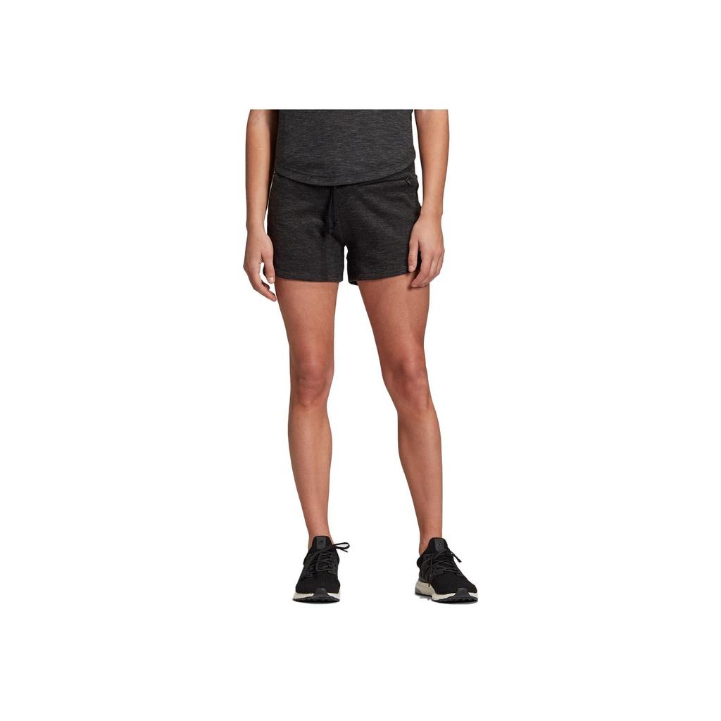 adidas Solid Color Breathable Drawstring Knitted Casual Shorts Women Shorts Black FI4099