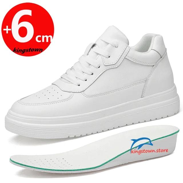 Sneakers Man Elevator Shoes Height Increase Insole 6cm White Black Taller Men Leisure Fashion Plus Size 36-44Lift