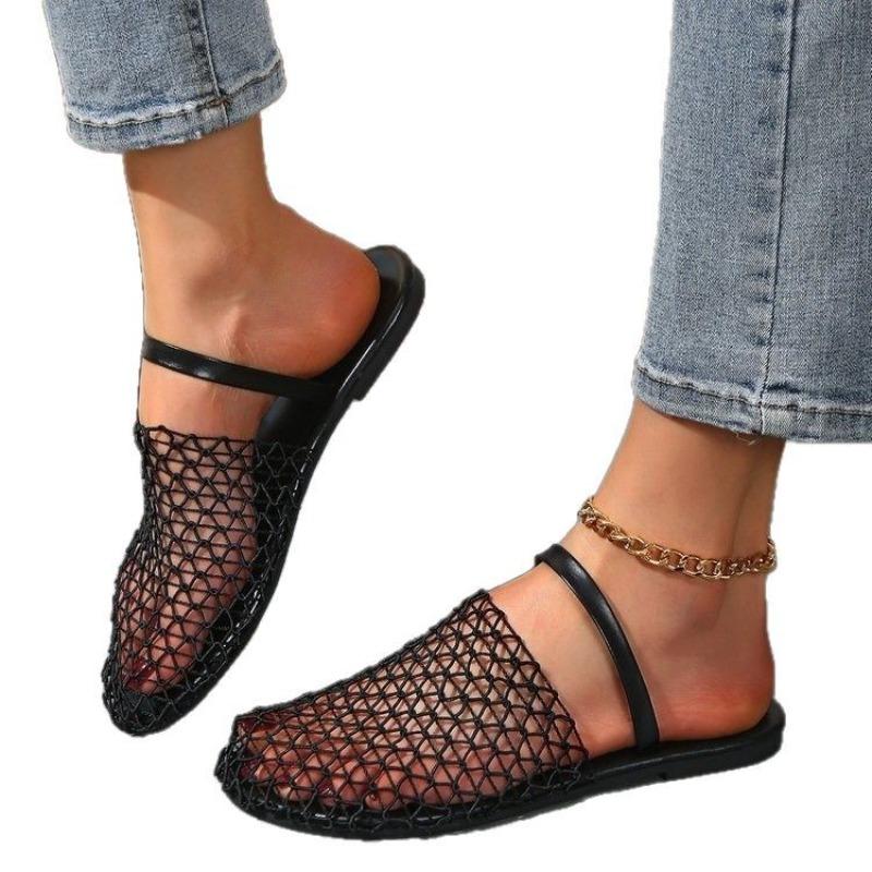 Women’s Fisherman Flat Open Weave Roman Sandals, Round Toe Summer Slip-On Shoes