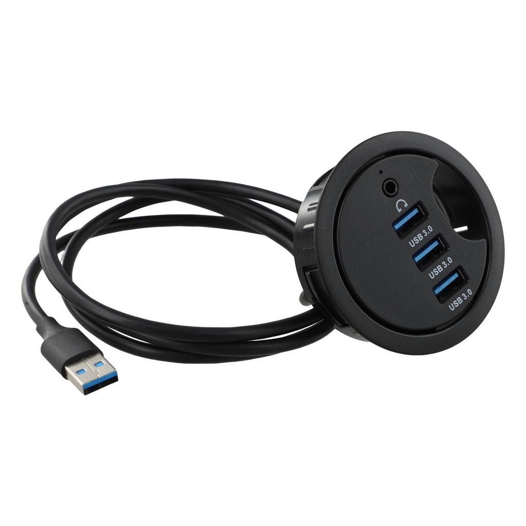 Compact USB Hub Audio Interface Dock 1.2m Cable Length 5Gbps Data Transfer Speed Compact Desk Grommet Solution
