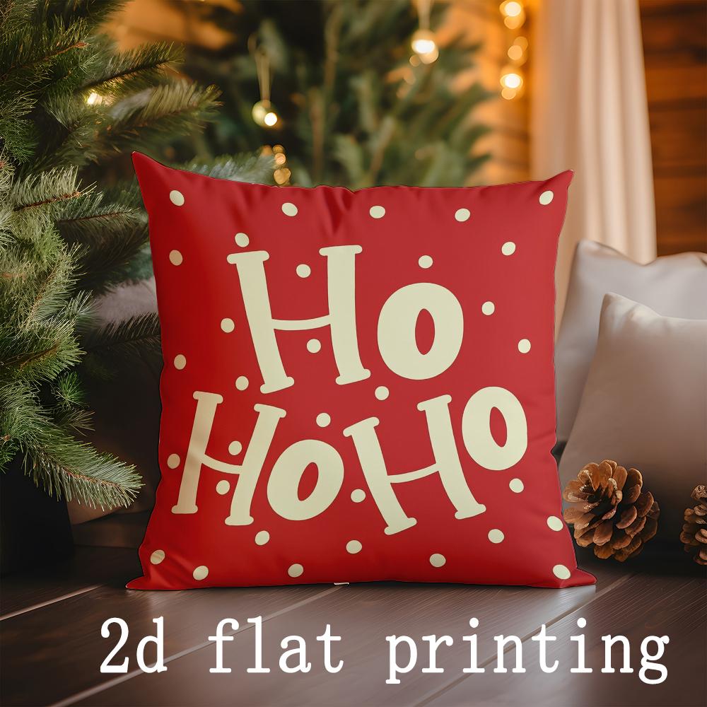 

Home Decor Joyful Candy Cane & Ho Ho Christmas Pillows Pattern Cushion Cover Suitable for Sofa Bedroom Car Pillow Cover 16x16Inch