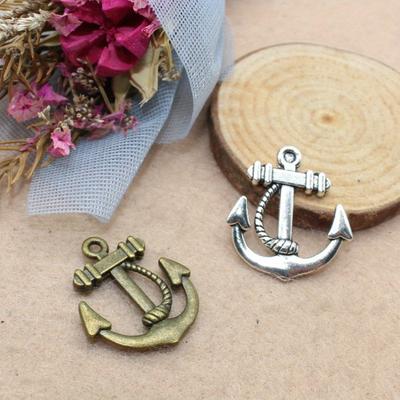 50Pcs/Lot Sailor Anchor Pendants Retro Bracelet Earrings Metal Accessories DIY Charms Jewelry Crafts Making