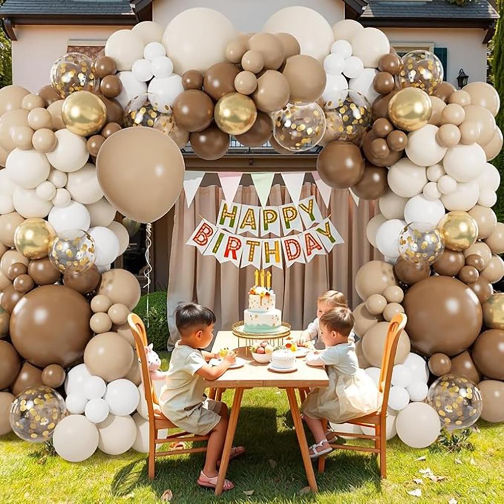 Retro Brown Balloons Garland Skin White Sand Gold Confetti Balloon Arch Kit Home Party Decor Gender Reveal Wedding Decoration