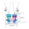 2Pieces/Set Heart Pendant Magnet Matching Necklace Colorful BFF Friend Girlfriend Relationship Gift Valentines Day