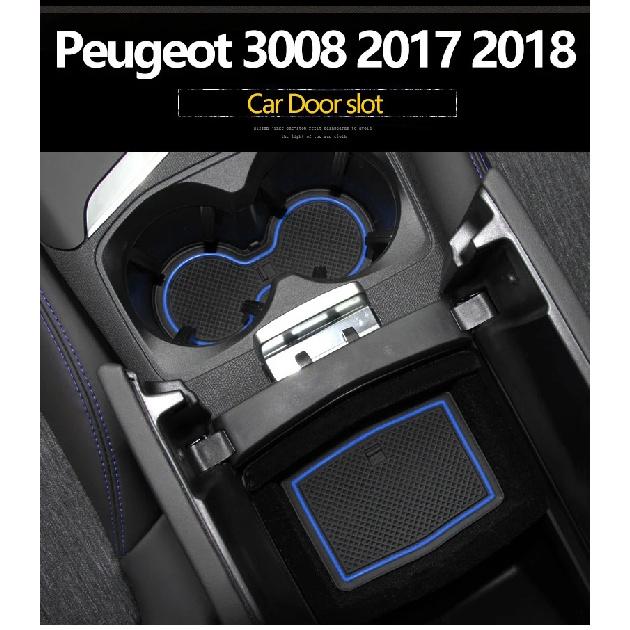 Silica Gel Car Gate Slot Cup Pad Door Groove Mats Anti-Slip Pad For Peugeot 3008 5008 GT 2016 2017 2018 2019 2020 2021 2022 2023
