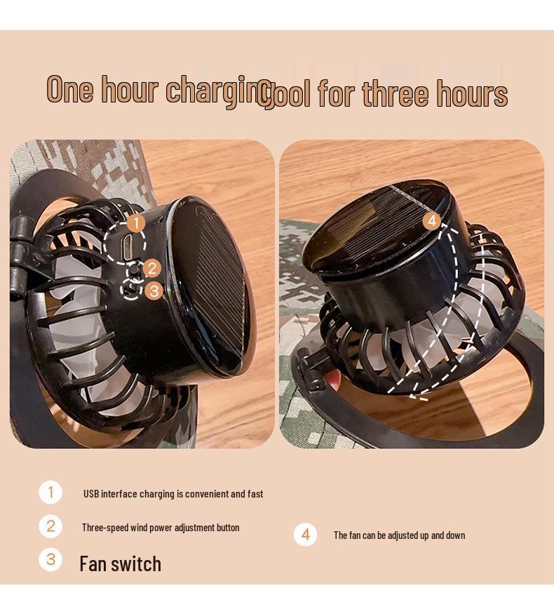 Men's Solar USB Fan Hat with UV Protection - Extra Large Brim for Summer Fishing Sunshade.