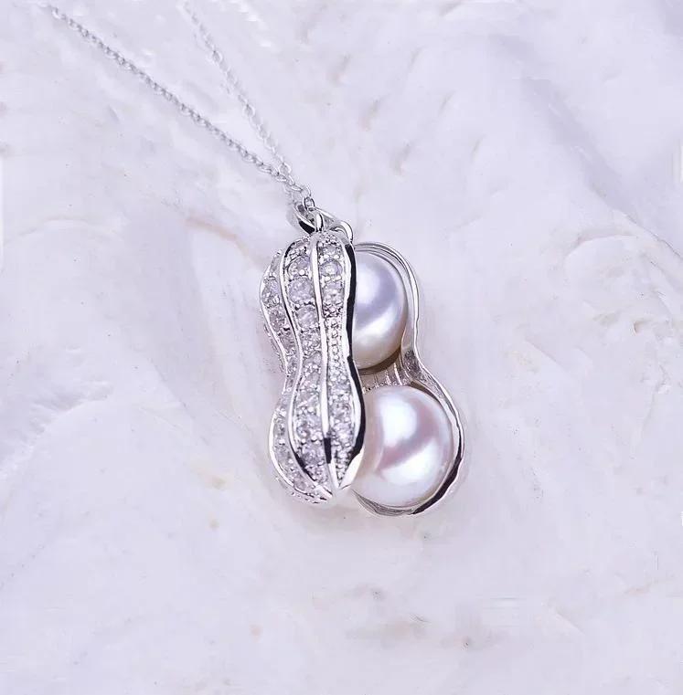 Christmas Gift for Women Peanut Necklace Women White Fake Pearl Necklace Clavicle Pendant Jewelry Titanium Creative Gift