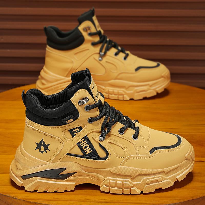 High-top Men's Shoes Autumn Leather Thick-soled Non-slip Martin Boots Autumn Outdoor Mountaineering Sports and Leisure Boots