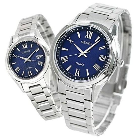 SEIKO wristwatch pair watch Dolce Excelline radio solar navy SADZ197 SWCW147 mens womens