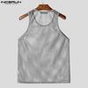 INCERUN Summer Men's Hollow Out Sleeveless Sheer Mesh Tank Tops