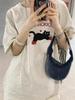 Women's Plus Size Retro Cartoon Kitten Cotton T-Shirt, Summer 2025 Collection, Short Sleeve, Off-Shoulder, Loose Fit.