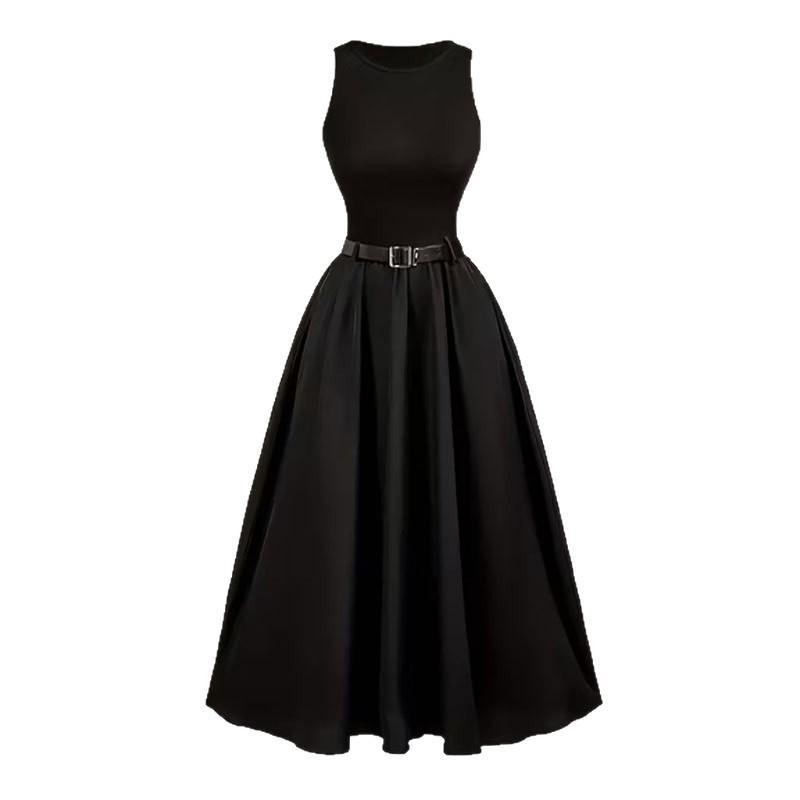 New European and American Style Women's Vest Dress Versatile Simple Casual Waist Belt Skirt Women's Clothing