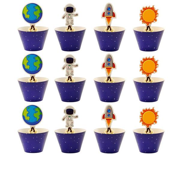 Cartoon Universe Space Astronaut Theme Party Festive Decor Paper Plates Cups Banner Tablecloth Straws