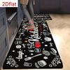 Funny Kitchen Doodle Kitchen Runner Rug Non-Slip Washable Long Floor Mat with Eat Laugh Love Print for Kitchen Laundry Hallway