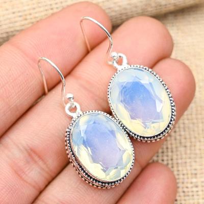 Ravishing Milky Opal Gemstone Handmade 925 Sterling Silver Jewelry Lovely Earrings For Women