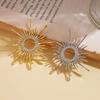 Banquet Zircon Sun Brooch Corsage Ornament Metal Glossy Brooch Long Hollow Sun Pin  Men/Women