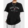 New York Letter Fashion Print Graphic Men's Spring Color Block Long Sleeve T-Shirt