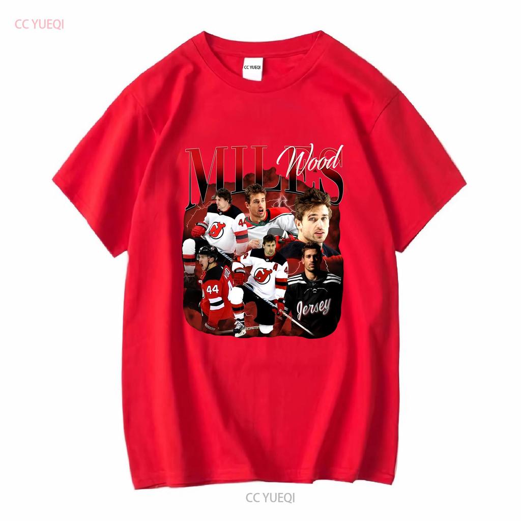 Miles Wood New Jersey Hockey T Shirt Devils Sweat long or short sleeves vintage Washed Unisex Top For Everyday Wear homme