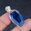 Natural Blue Topaz Gemstone 925 Sterling Silver Jewelry Pendant 1.58" B4B33