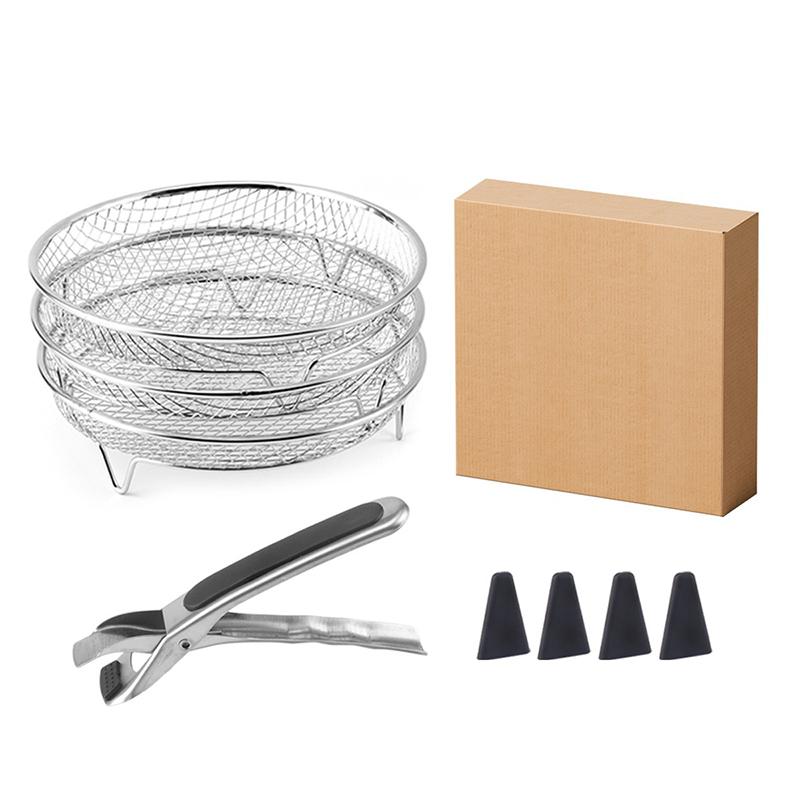 3 Layer Air Fryer Grille Suitable for Air Fryers Oven Grill Stainless Steel Stackable Grill Kitchen Utensils Cook Multiple Foods