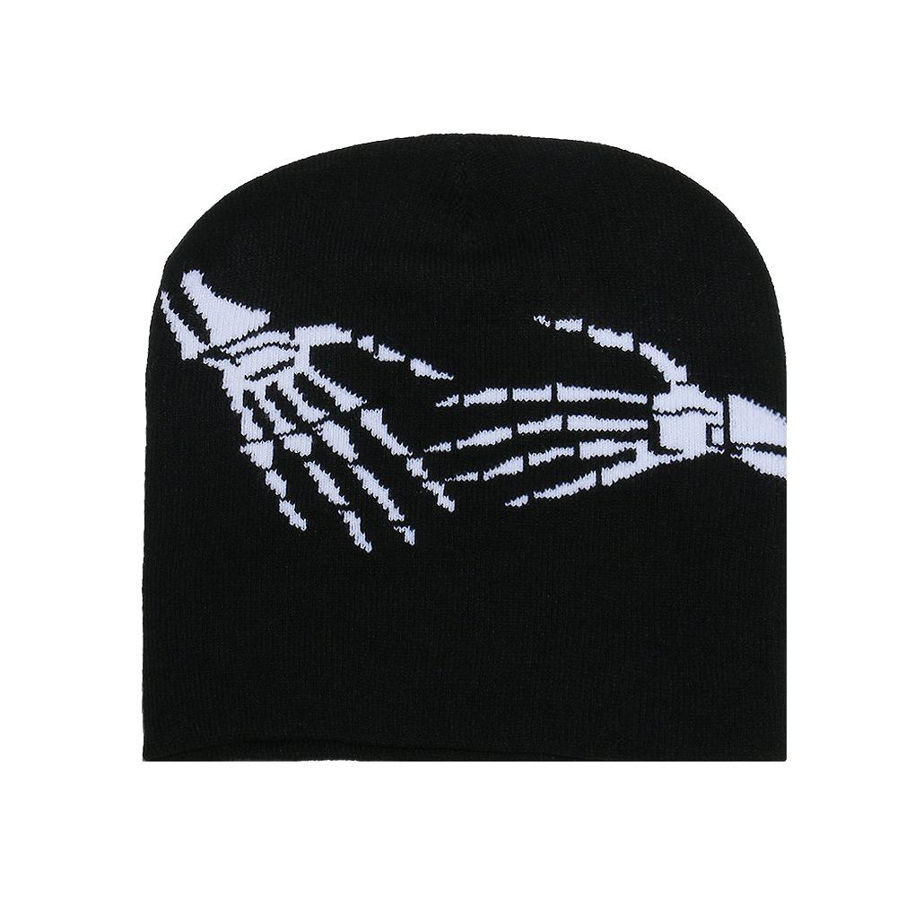 Winter Hat Men's Hip Hop Punk Style Warm Wool Hat Street Halloween Skull Ghost Claw Jacquard Knitted Hat Men's and Women's