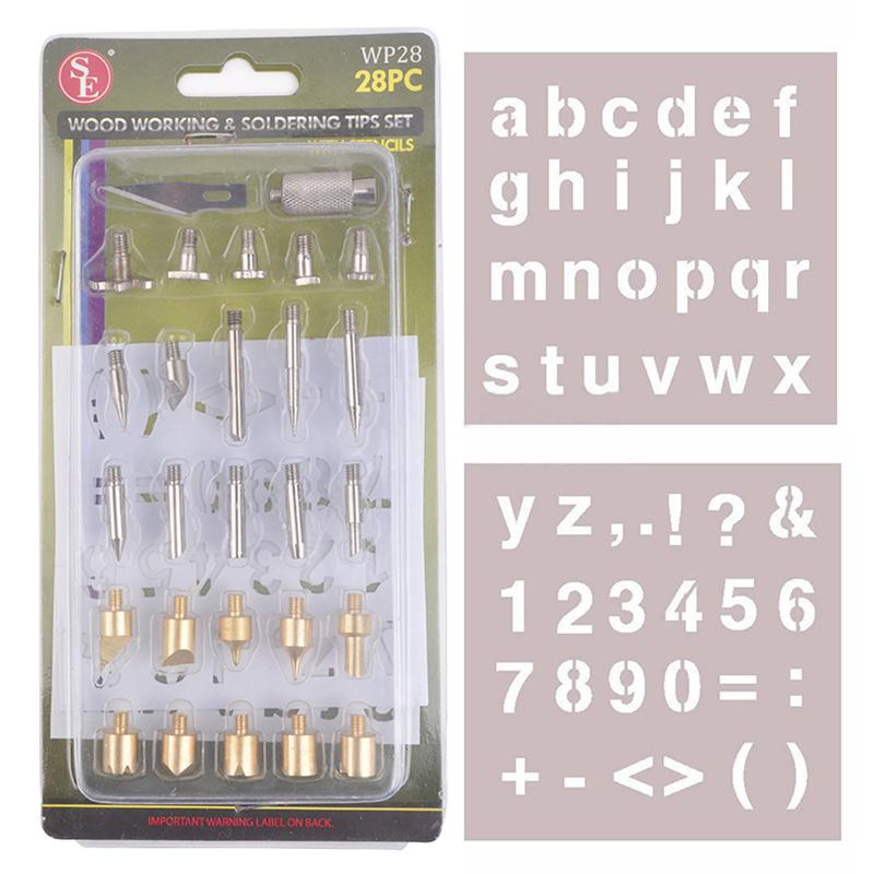 28pc Wood Burning Pen Tips /& Stencil Set WP28