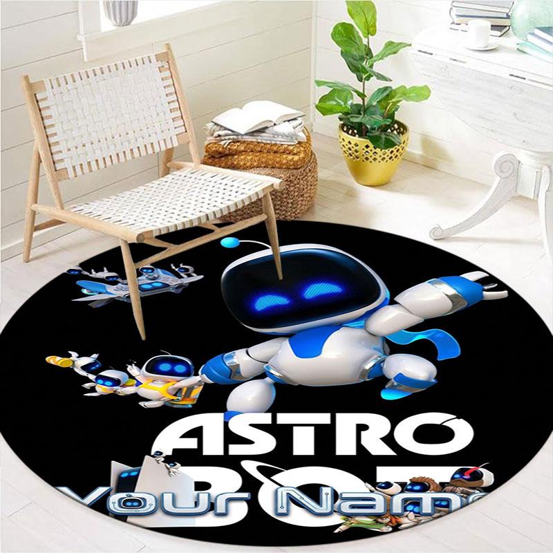 ASTRO BOT Custom Name Round Area Rug,Carpet Rug for Living Room Bedroom Sofa Playroom Decor,Non-slip Floor Mat