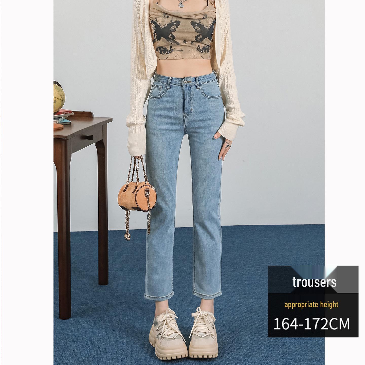 

La Chapelle Women s High-Waisted White Straight Jeans - Spring/Autumn 2026 Loose Fit Cigarette Pants 32