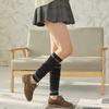 Women Winter Faux Wool Long Leg Warmers Snowflake Dots Knit Warm Over Knee Socks  Navy Blue