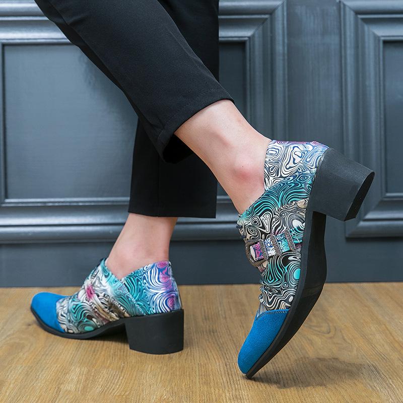 European & American 2025 Men's Fashionable Mid-Heeled Pointed Toe Loafers - Spring & Autumn Collection