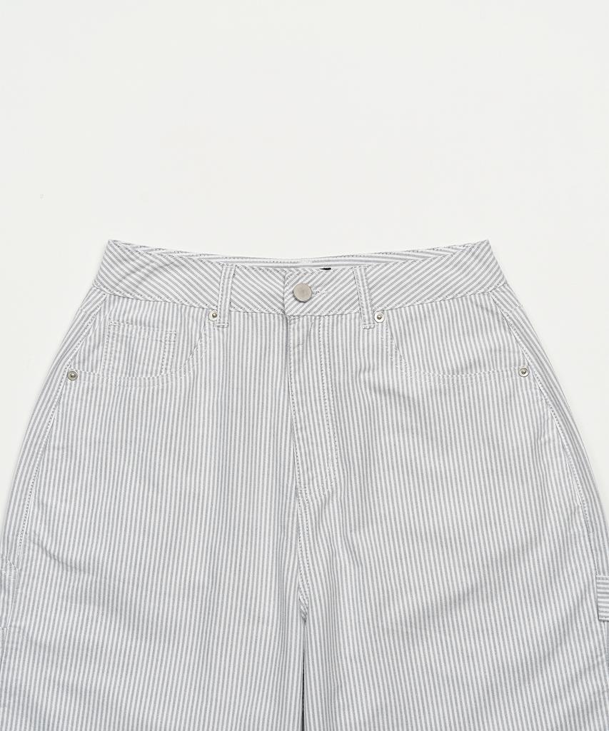 TOFFEE WOMEN W Striped Carpenter Pants (Black)