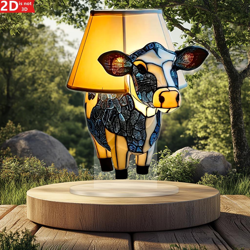 Abstract Calf Animal Table Lamp, Creative Acrylic Home Decoration, Bedroom Decoration, Cow Head Lamp Ornament Bedside Decoration