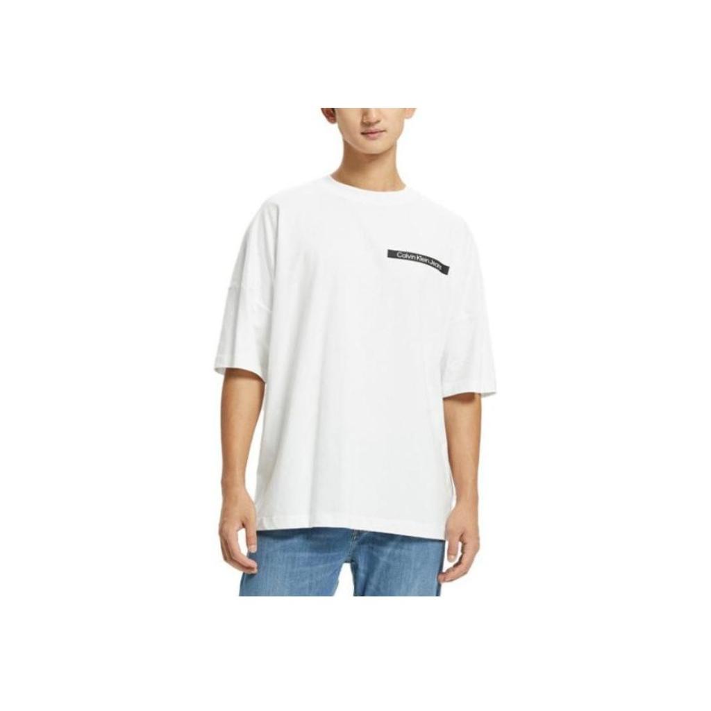 Calvin Klein Letter Print Loose Short Sleeve T-Shirt Unisex tops White J400212-YAF