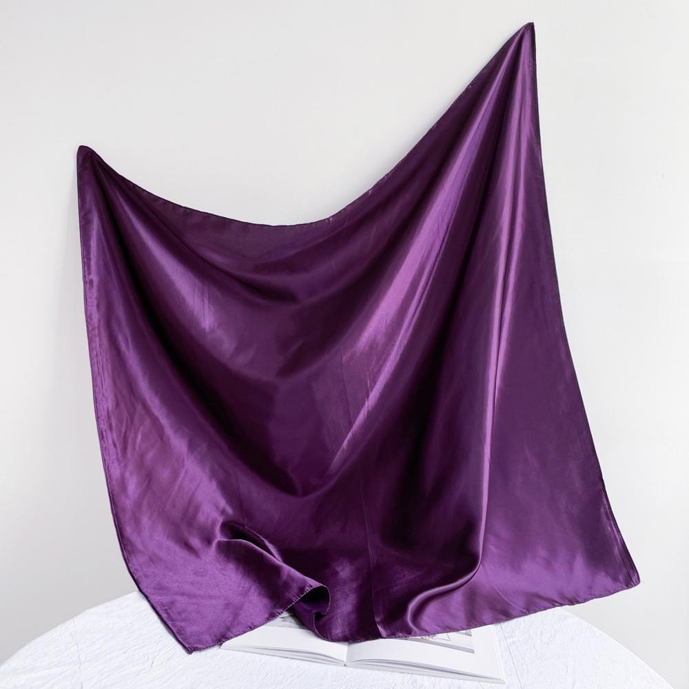 Fashionable New Versatile Headscarf Large Square Scarf Solid Color Scarf Women'S Simulated Silk Satin Scarf