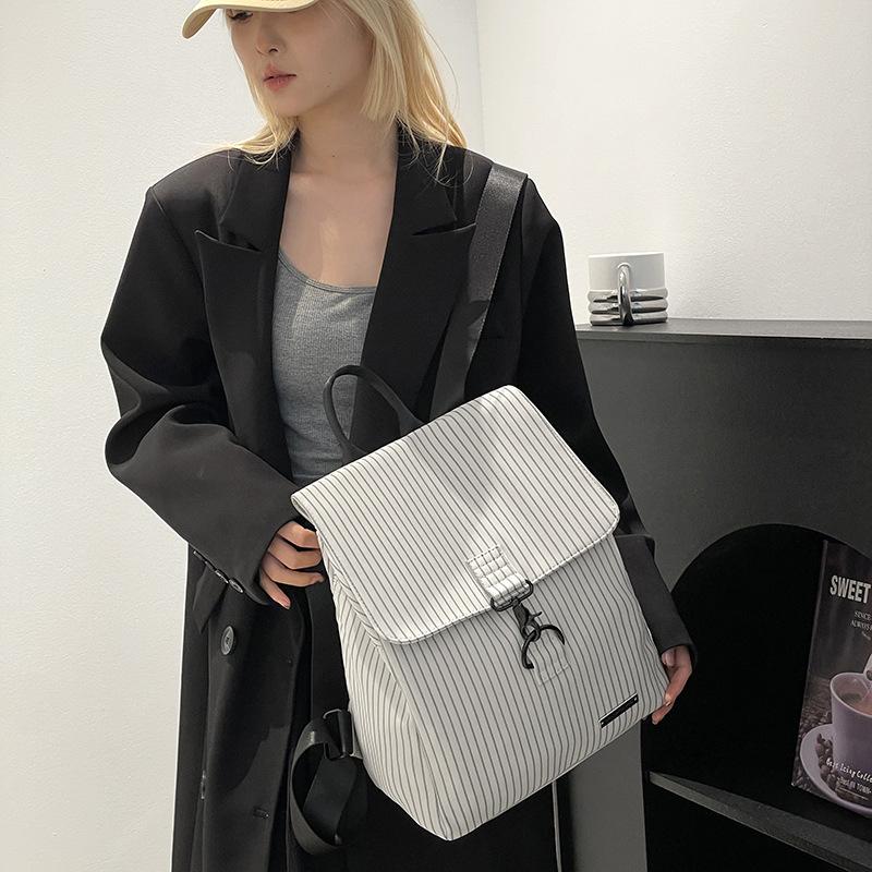 Striped new backpack commuting versatile waterproof backpack