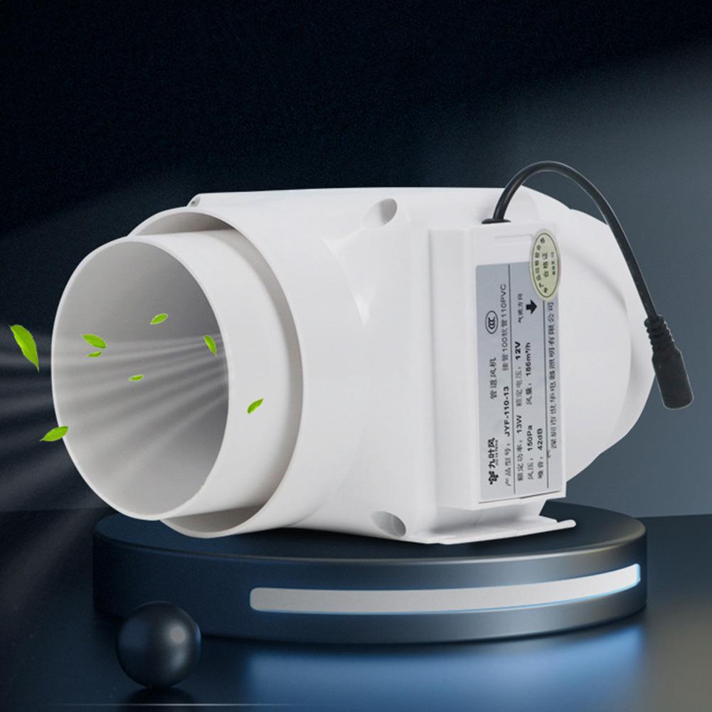 75/100mm Inline Duct Exhaust Fan 12V 6W Low-Noise PVC Ventilation Blower For Kitchen Bathroom Greenhouse Air Quality Improvement