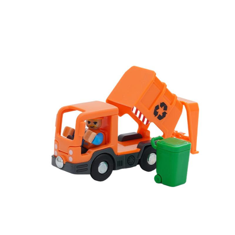 Plastic Inertial Police Car Engineering Vehicle Trailer Compatible with Wooden Thomas Train Track Toy