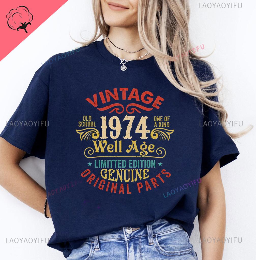 Mens Luxury Tshirt Vintage Year 1974 - Limited Edition 49rd Birthday Mens Funny T-Shirt 50 Year Old T Shirt Summer Tops Tees