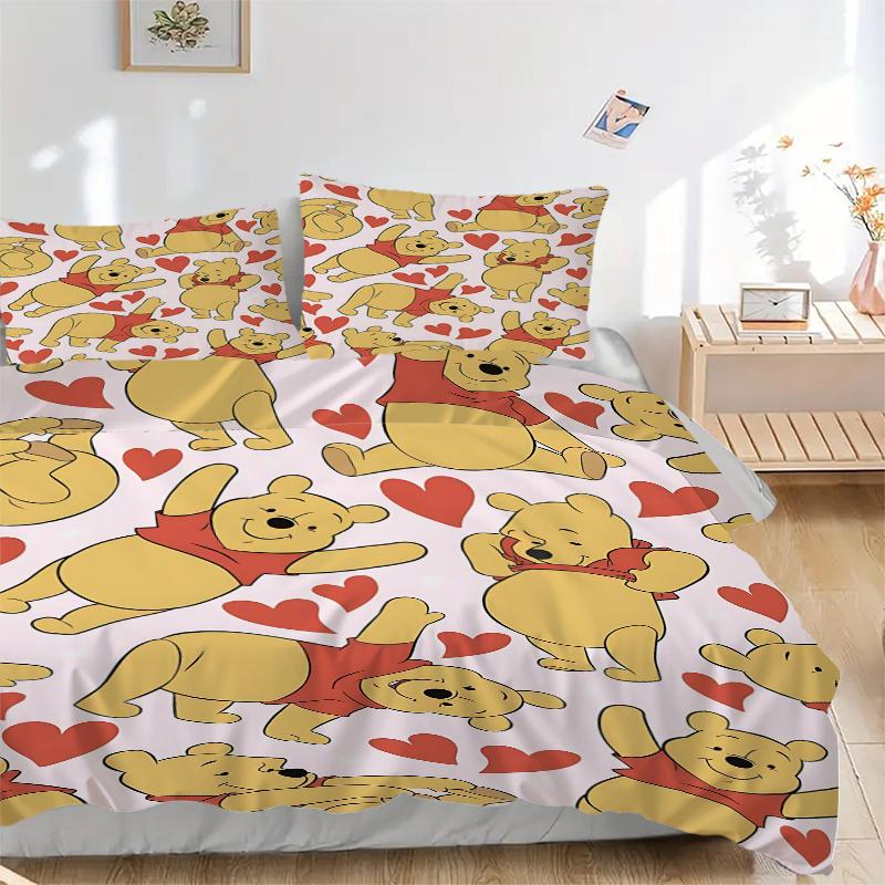 3Pcs Pooh Bear Hearts Bedding Sets For All Sizes New 3D Printed Bed Cover Comforter Duvet Cover Pillowcase Bedroom Decoration