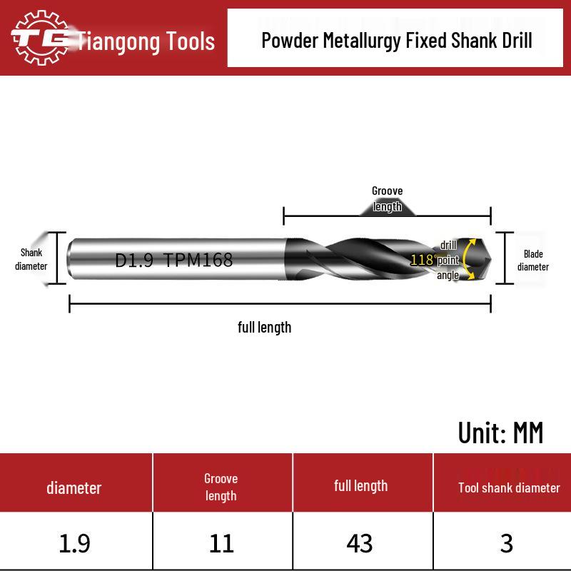 

Tiangong Ousite 168 High-Speed Steel Twist Drill Bit with High-Performance Coating for Stainless Steel