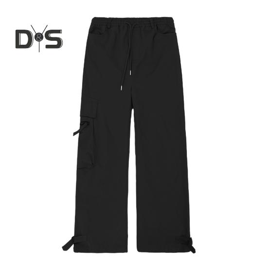 Pánské cargo kalhoty s velkou kapsou Hip-hop styl High Street Široká noha Volné Vintage se stahovací šňůrkou Elastický pas Po celé délce Kalhoty s hlubokým rozkrokem